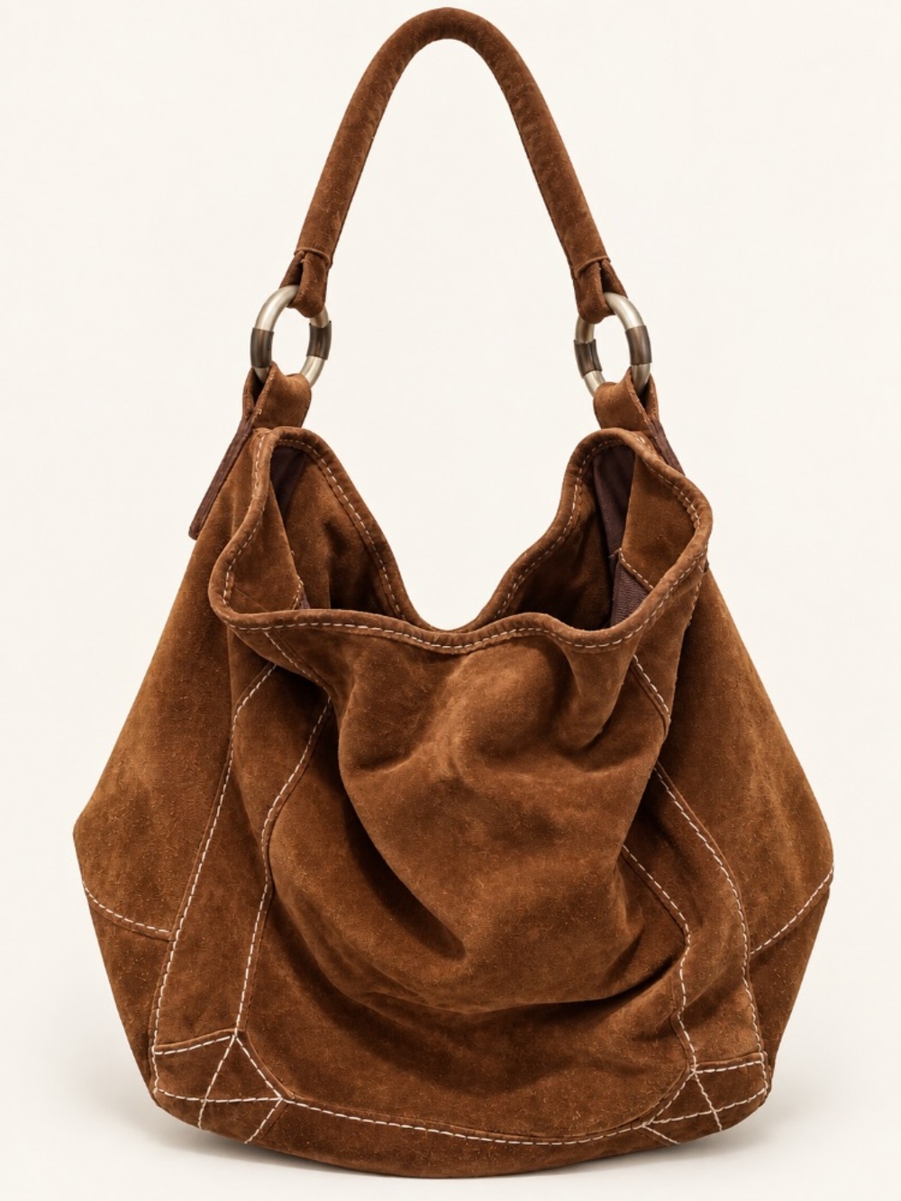 Ruehl No. 925 Vintage Y2K Brown Suede Slouchy Hobo Bag Purse